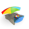 Sea ｜ Beach ｜ Beach Umbrella-Sightseeing Trip ｜ Free Illustration Material