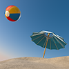 Beach Ball ｜ Vacation ｜ Beach Umbrella-Sightseeing Trip ｜ Free Illustration Material