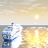 Ship ｜ Sea ｜ Dusk-Sightseeing Trip ｜ Free Illustration Material