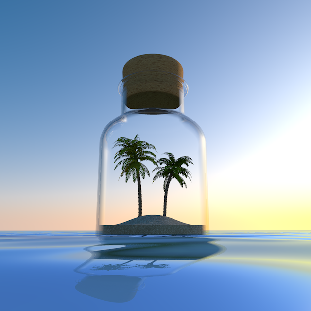 Bottle ｜ Palm Tree ｜ Sea-Permanent Free / Travel / Sightseeing / Illustration / Photo / Holiday / Free Material / Photo / Travel / Download