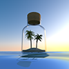 Bottle ｜ Palm Tree ｜ Sea ――Sightseeing Trip ｜ Free Illustration Material