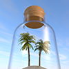 Bottle ｜ Palm Tree ｜ Sky-Sightseeing Trip ｜ Free Illustration Material