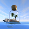 Luxury liner ｜ Bottle ｜ Palm tree --Sightseeing trip ｜ Free illustration material