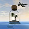 Passenger plane ｜ Bottle ｜ Palm tree ――Sightseeing trip ｜ Free illustration material